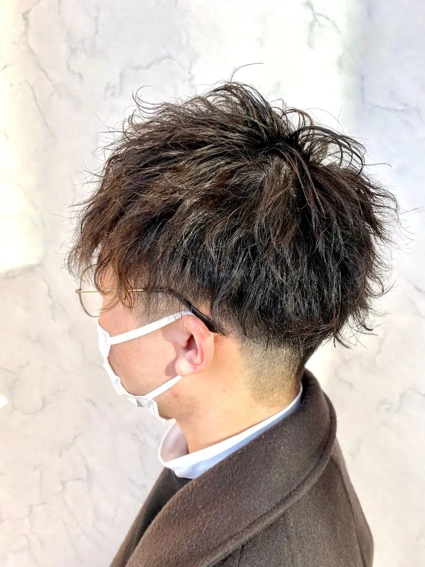 ショート パーマ メンズ カット パーマ 【𝐀𝐬𝐡大森】 石崎竜祐のヘアスタイル
