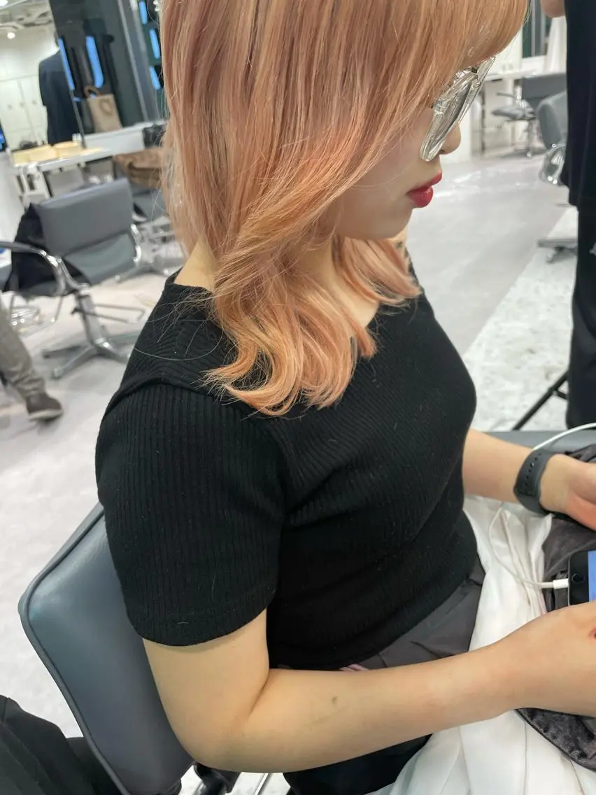 ミディアム カット ヘアカラー トリートメント 韓国ハッシュカット/ 新宿/髪質改善/岡崎のヘアスタイル