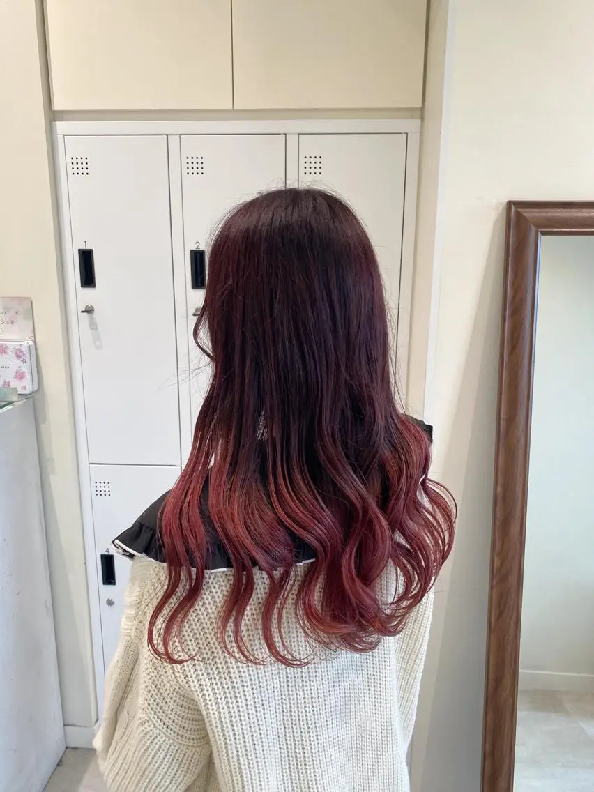 カラー グラデーションカラー ピンクカラー 暖色カラー /ヘアアレンジ/花鈴のヘアスタイル