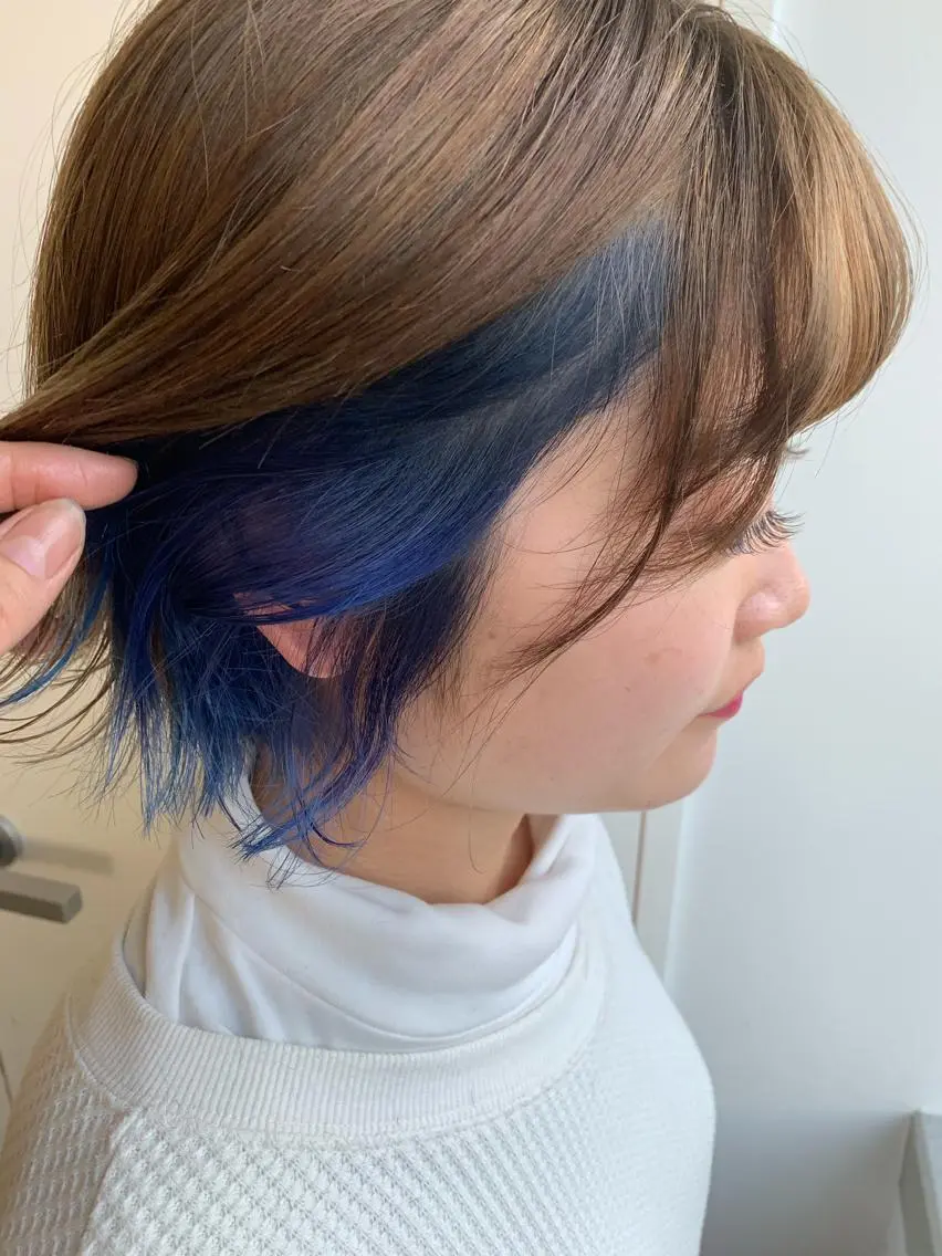 カラー インナーカラー ボブ 💜ショート💜 ウルフ、ボブ二色亜美のヘアスタイル