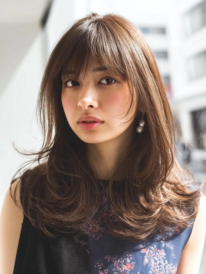 ミディアム ハッシュカット 髪質改善 レイヤーカット 縮毛矯正 トリートメント カット ヘアカラー トリートメント 生艶髪＆レイヤー🔔 渋谷お薦めNo.1✨のヘアスタイル