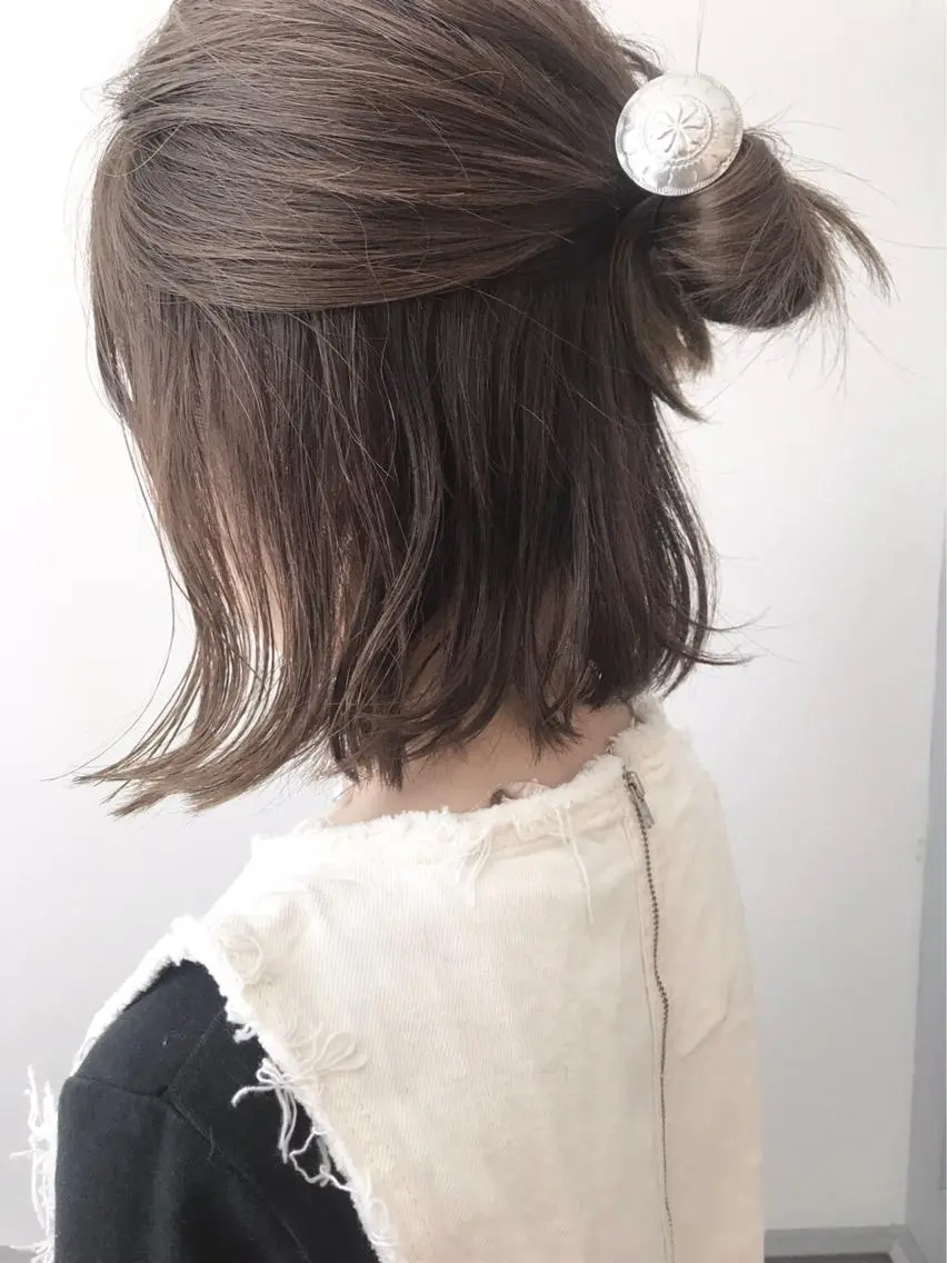 ミディアム カラー ダブルカラー グレージュ パーマ×ウルフカット koya☆のヘアスタイル