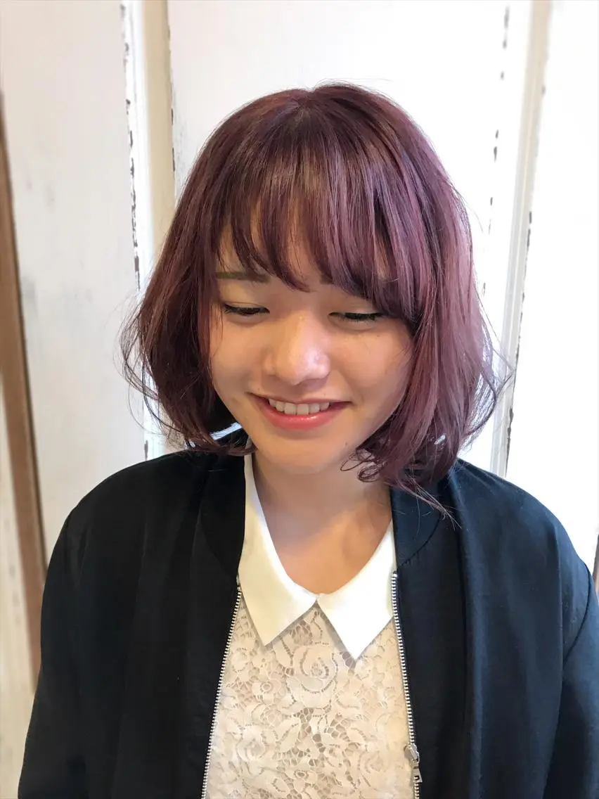 ショート カラー ブリーチ グラデーションカラー ピンクカラー バイオレットカラー 【体験】韓国 メイク&ヘア天神のヘアスタイル