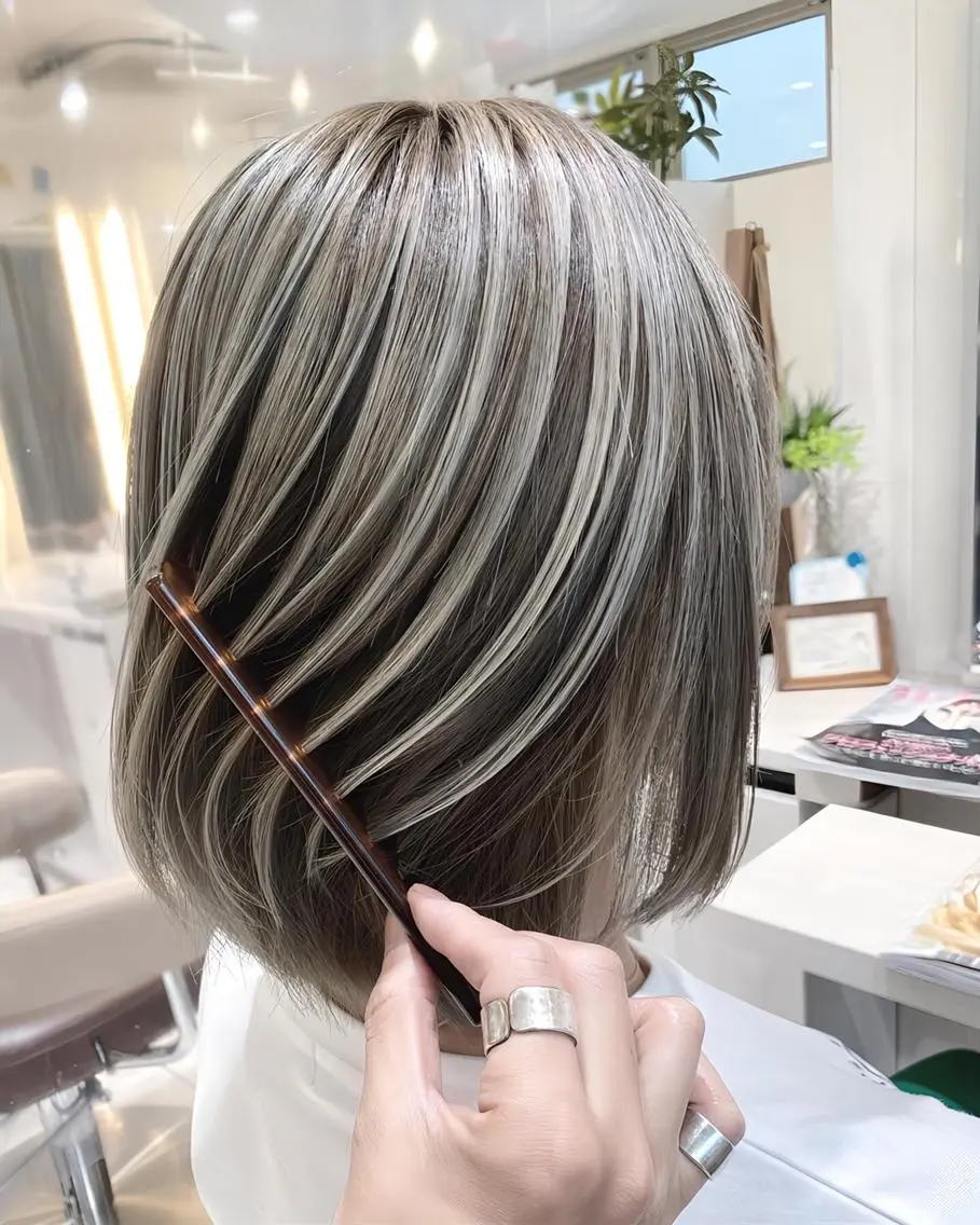 セミロング カラー バレイヤージュ 髪質改善 レイヤーカット カット ヘアカラー トリートメント 山崎俊輔/髪質改善 /バレイヤージュのヘアスタイル