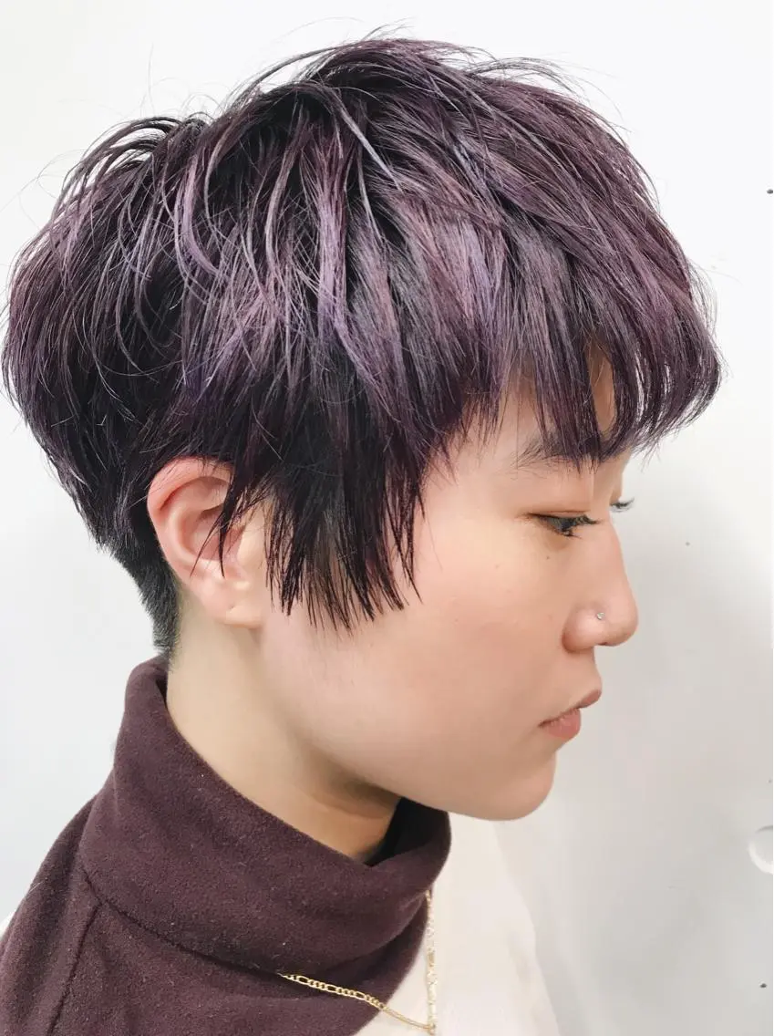 ショート カラー センターパート／マッ シュ／パーマ　あさみのヘアスタイル