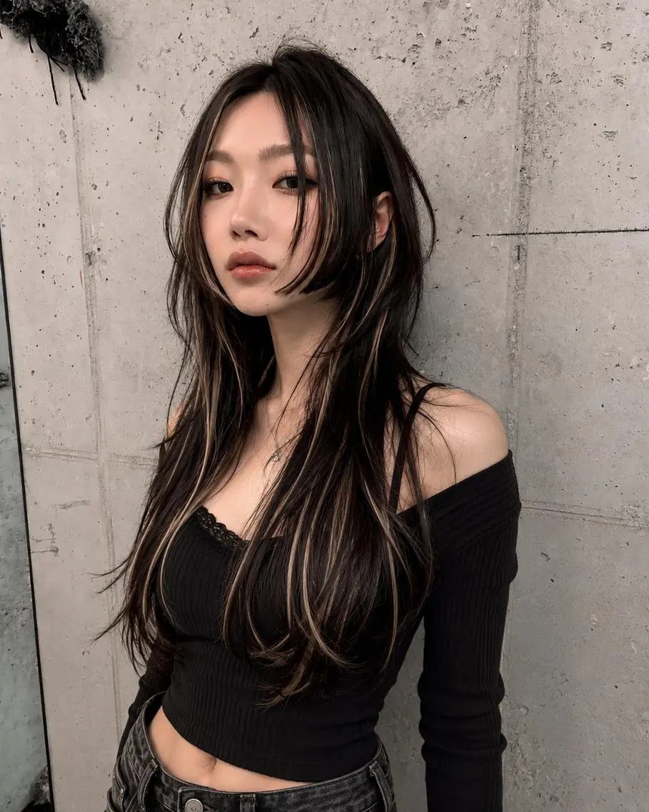 カラー ロング カラー ×シールエクステのヘアスタイル