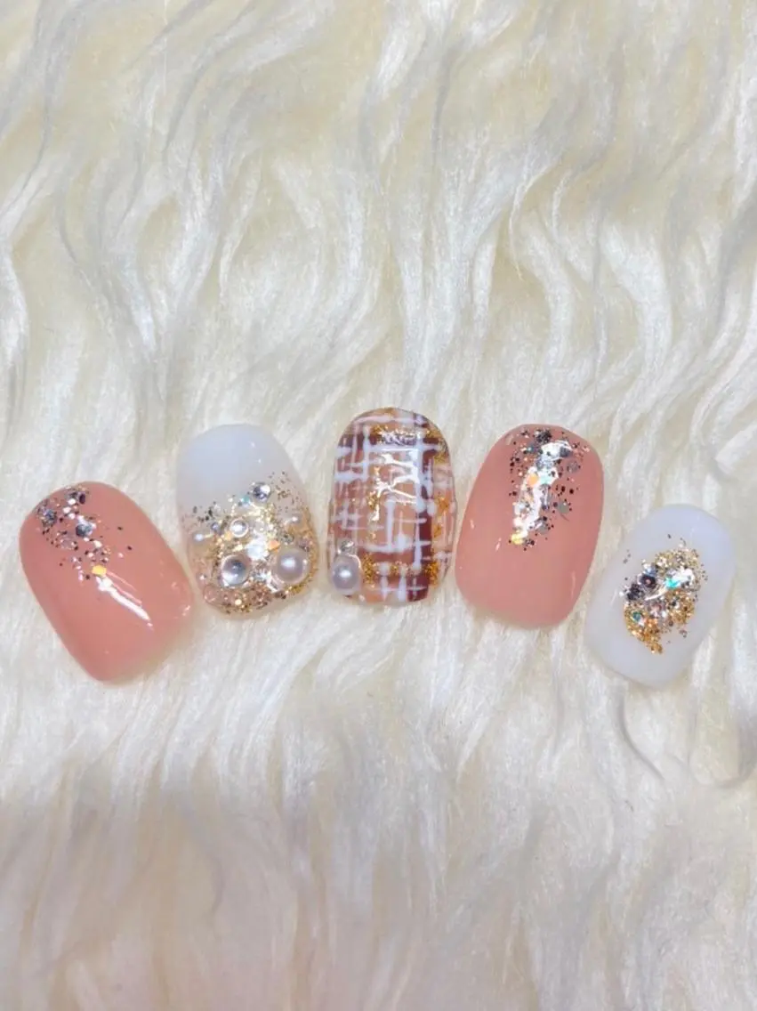 ネイル ジェルネイル ニュアンスネイル パラジェル ツイードネイル ブライダルネイル Nail&eye Belire 新宿のネイルデザイン