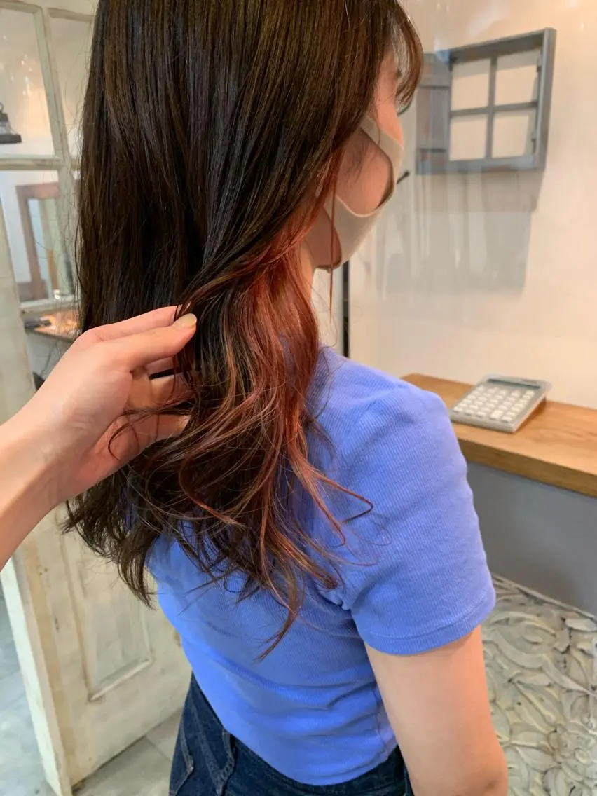 ロング カラー ベージュカラー オレンジ Topstylist HARUのヘアスタイル