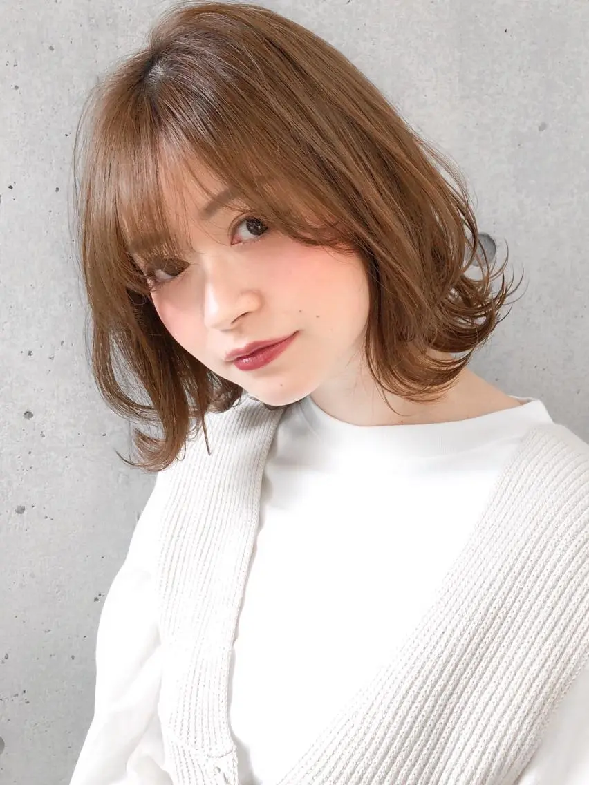 ミディアム カラー ボブ くびれヘア レイヤー×髪質改善✨ 渋谷/佐藤侑哉のヘアスタイル