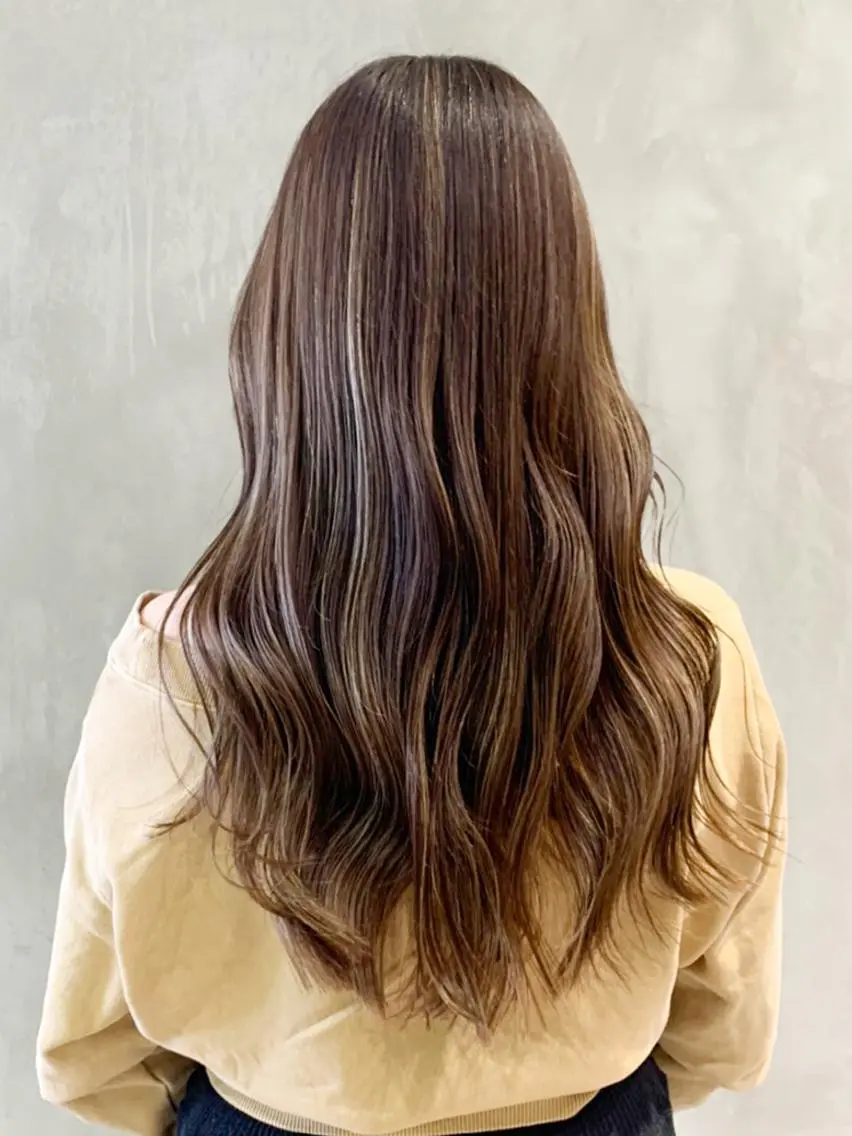 ロング カラー パーマ ヘアアレンジ アッシュ ベージュカラー ITbyALBUM 中野店のヘアスタイル