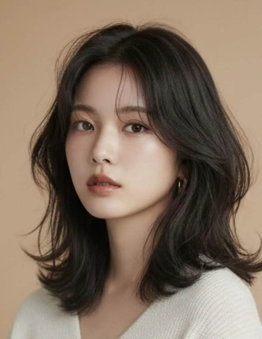 セミロング カラー 中韓🇨🇳🇰🇷 トレンド&髪質改善のヘアスタイル