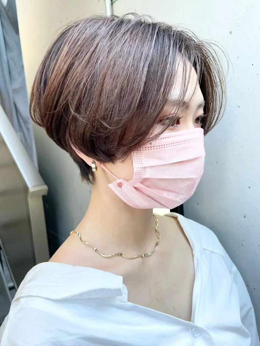 ショート カラー ヘアカラー トリートメント ✨透明感カラー✨ 髪質改善小顔カット✨のヘアスタイル