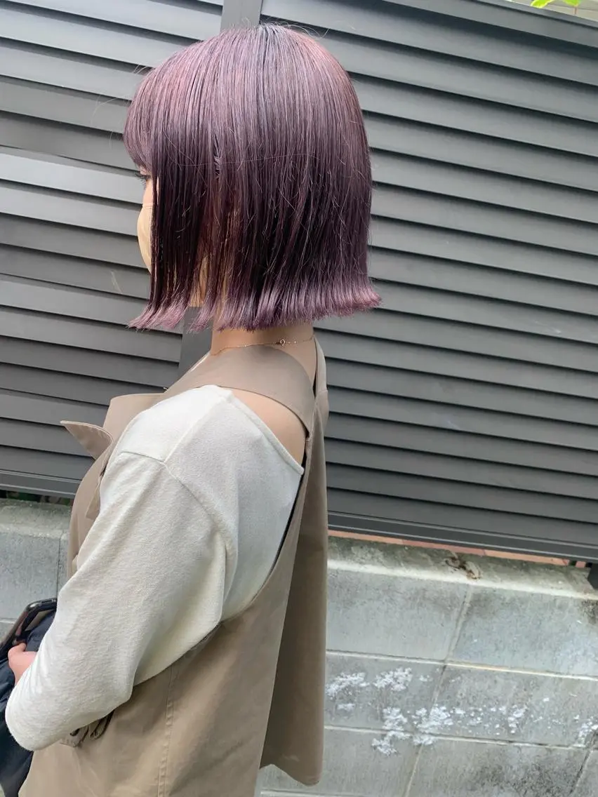 ミディアム カラー ピンクカラー カット ヘアカラー トリートメント シノザキ/薬院/ボブ /メンズパーマのヘアスタイル