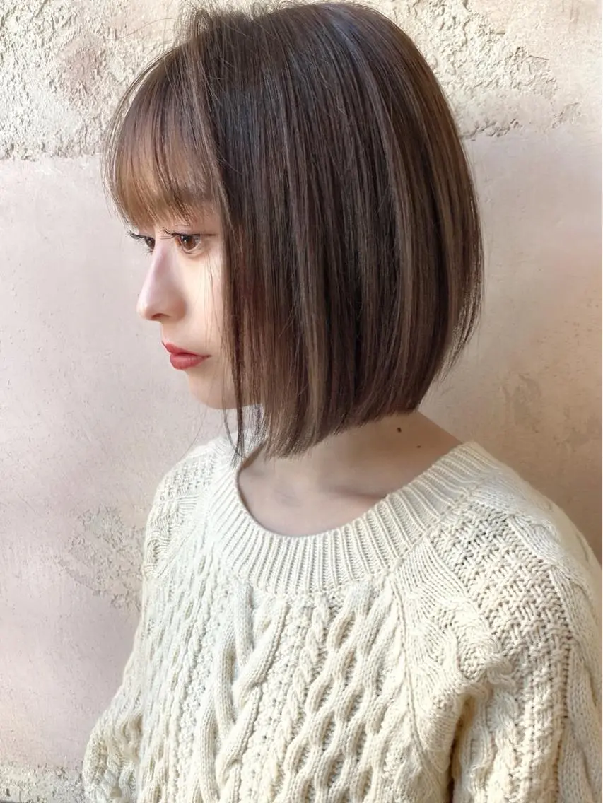 ショート カラー ベージュカラー ボブ カット ヘアカラー トリートメント ツヤ髪になりたい方へ 🩷柴田知亜希のヘアスタイル