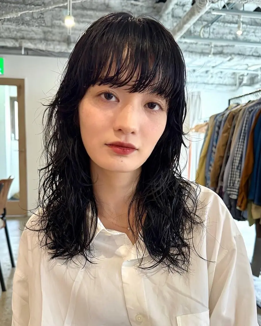 ミディアム パーマ カラー ショートボブ ミディアムパーマ アディクシーカラー ブリーチ ケアブリーチ カット ヘアカラー CEINE+ officialのヘアスタイル