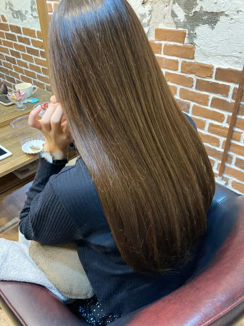 ロング カット ヘアカラー トリートメント ✨色持ちの良い艶 カラー✨蟹江真世のヘアスタイル