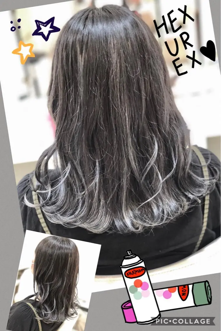 セミロング カラー ブリーチ ケアブリーチ 透明感カラー グレージュ ハイライトカラー 永島 桜のヘアスタイル