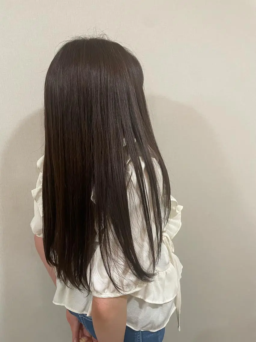 ロング カラー 透明感カラー オレンジ ヘアカラー 佐藤 爽香のヘアスタイル