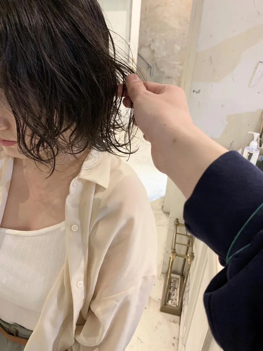 ミディアム ミディアムパーマ ボブ ダブルカラー/透明感 💈JUNYA💈のヘアスタイル