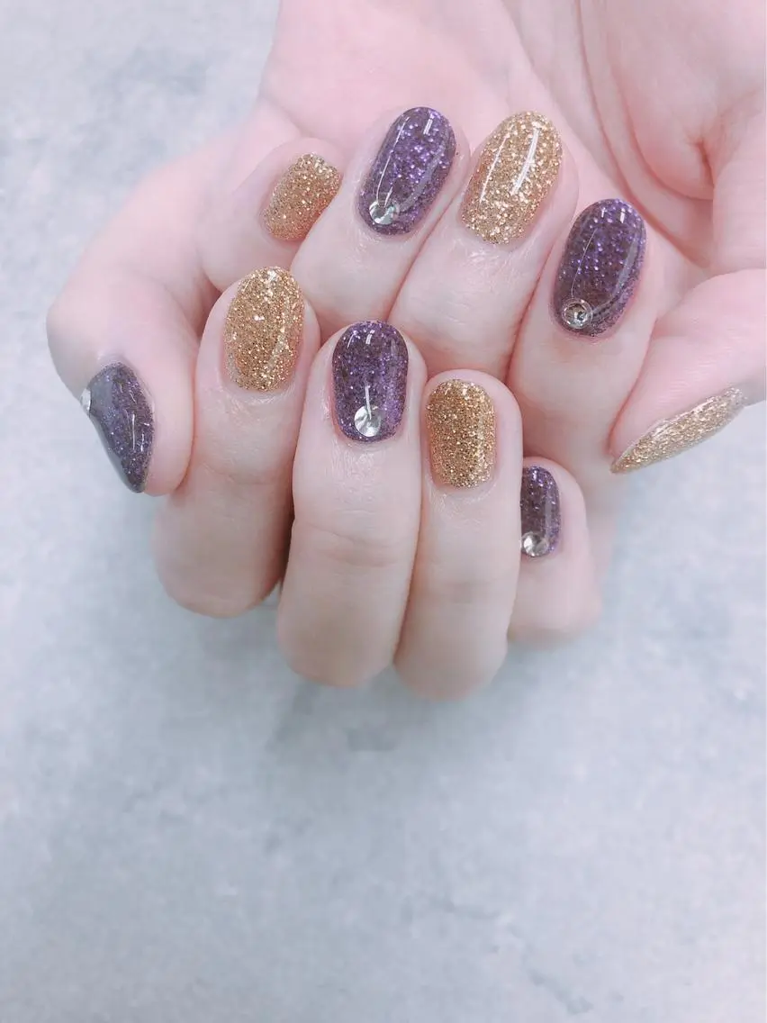 ネイル ハロウィン ラメ(グリッター) ワンカラーネイル FASTNAIL PLUS 新宿店のネイルデザイン