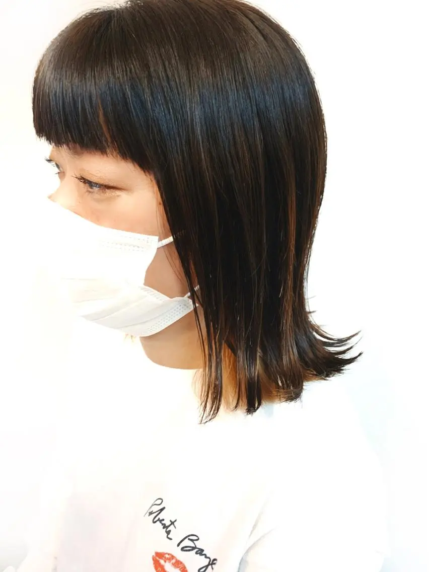 ショート ボブ ハイライト 外ハネヘア カット トリートメント ヘアセット 土井 貴司のヘアスタイル