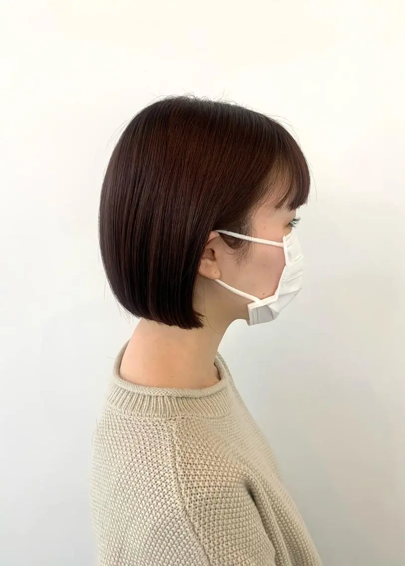 ショート カラー パーマ ボルドーカラー カット ヘアカラー トリートメント 明治神宮前 NANAMIのヘアスタイル