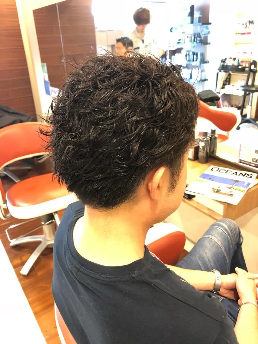 ショート パーマ メンズ カット パーマ トリートメント ナチュラルスタイル/ 透明感カラー/比嘉のヘアスタイル