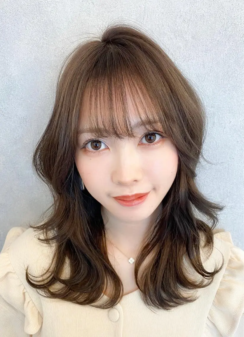 セミロング カラー シールエクステ セミロングパーマ ブリーチ ケアブリーチ ダブルカラー 新宿/韓国風レイヤー 髪質改善/渋谷直樹のヘアスタイル