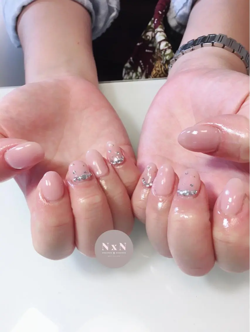 ネイル ジェルネイル オフィスネイル ピンク ぷっくりネイル nail salon N×Nのネイルデザイン