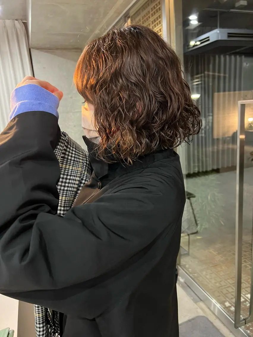 パーマ カット ヘアカラー パーマ ボブパーマコテ巻き風 パーマNo1深江秀平のヘアスタイル