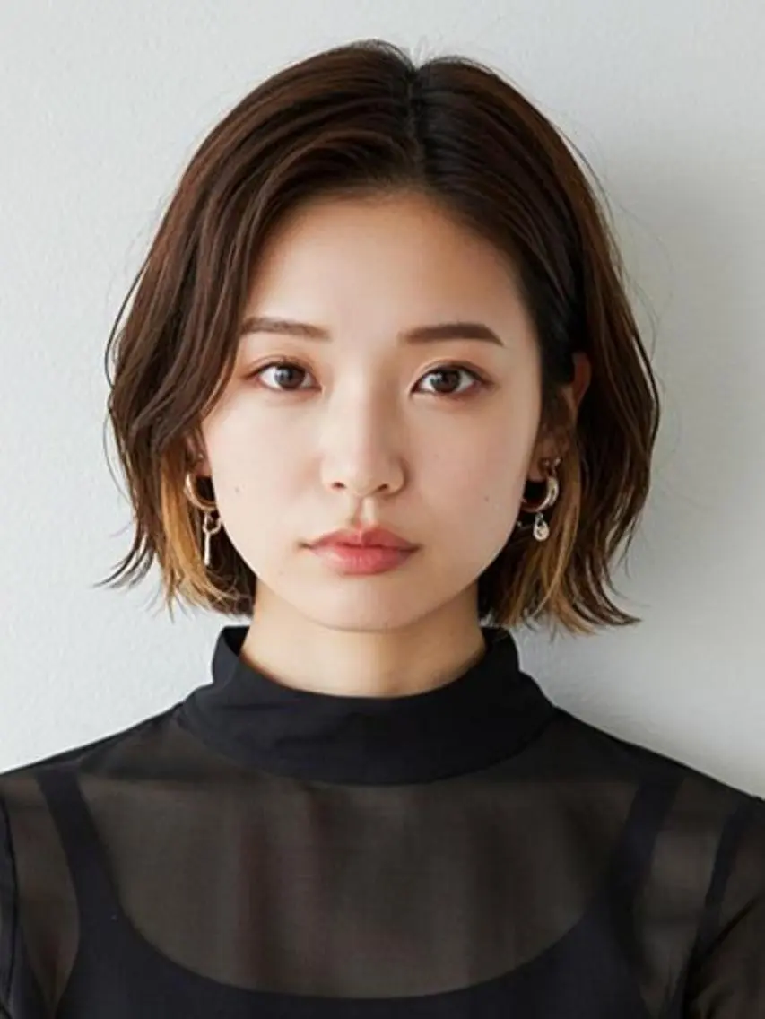 ショート ボブ ハイライト 髪質改善 韓国風ヘア レイヤーカット 浦添 あらさきのヘアスタイル
