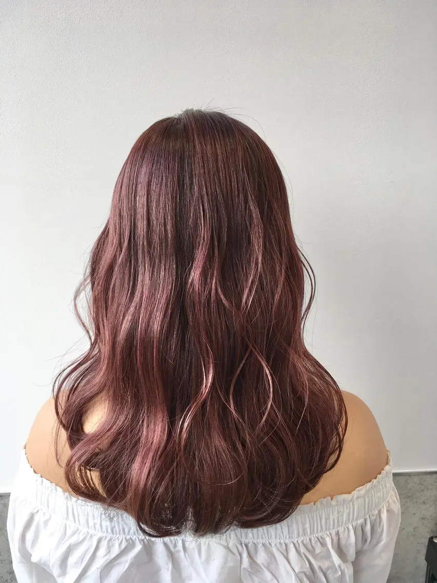 ロング カラー ピンクカラー ヘアカラー トリートメント ヘッドスパ ヘアセット yoshi ☆のヘアスタイル