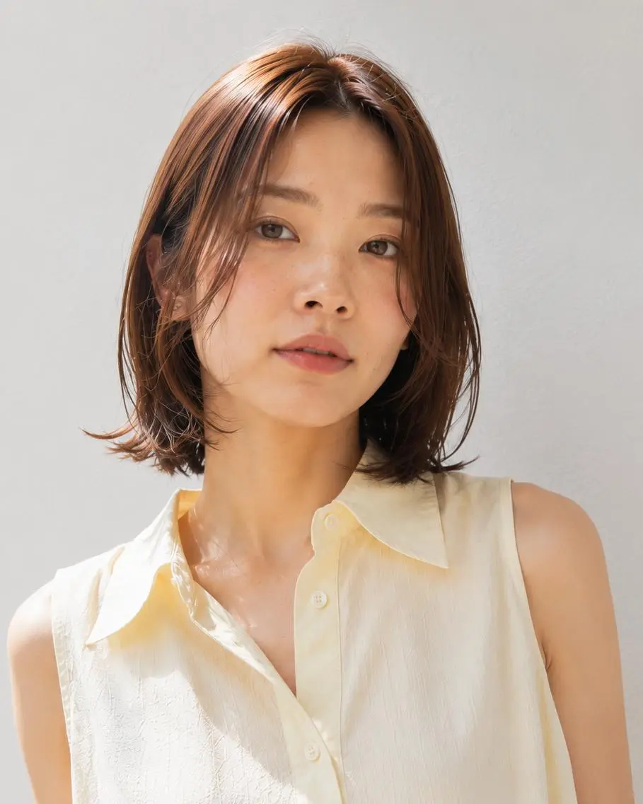ミディアム ブリーチなし透明感 カラー🌷宮部楓奈のヘアスタイル