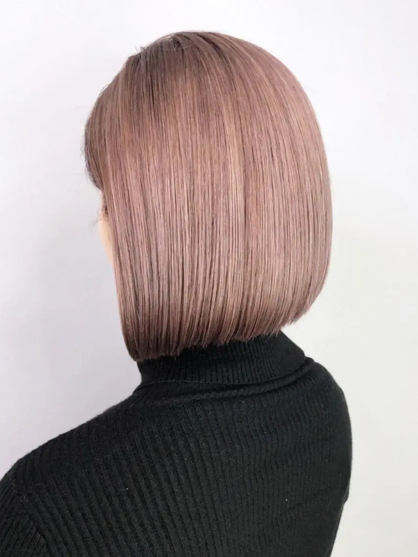 ミディアム カラー パーマ ヘアアレンジ ベージュカラー ピンクカラー ピンクベージュ ボブ ITbyALBUM 八王子店のヘアスタイル