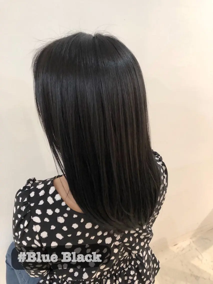 セミロング カラー 黒髪 ブルーカラー ブルーブラック 🤍中野 レオ🤍のヘアスタイル