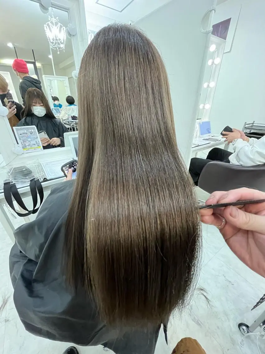 ロング カラー ブリーチ 髪質改善 トリートメント ヘアカラー トリートメント ヘアセット ブリーチなしカラー/ 髪質改善 佐藤 豪のヘアスタイル