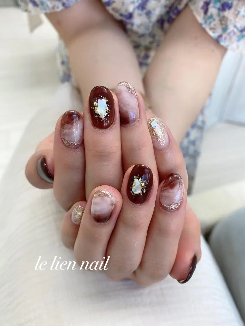 ネイル アートネイル 大理石ネイル(マーブル) ニュアンスネイル le lien nailのネイルデザイン
