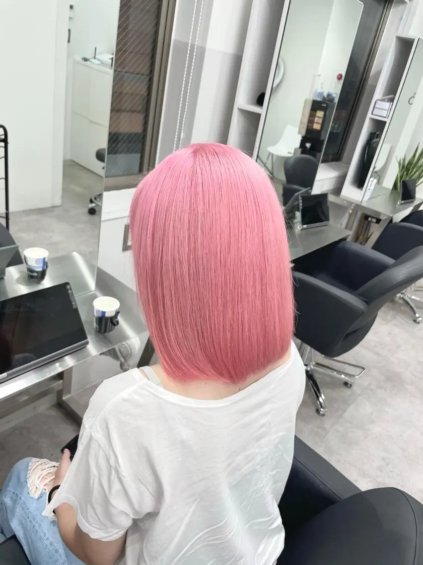 ショート カラー ヘアアレンジ ピンクカラー カット ヘアカラー トリートメント ✨錦糸町ブリーチ/ ホワイトカラー皇気✨のヘアスタイル
