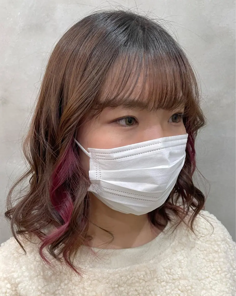 ミディアム カット ヘアカラー トリートメント 【ピンク/韓国ヘア/ ヘアセット】亜海のヘアスタイル
