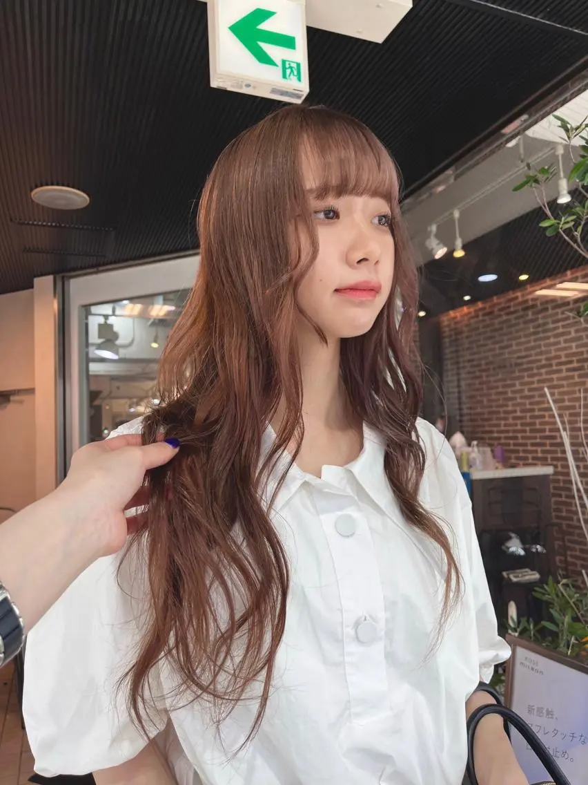 ロング カラー ベージュカラー 黒髪 ブリーチ ブルーカラー ブルーブラック 韓国×ワンホン 🩶🎀honokaのヘアスタイル