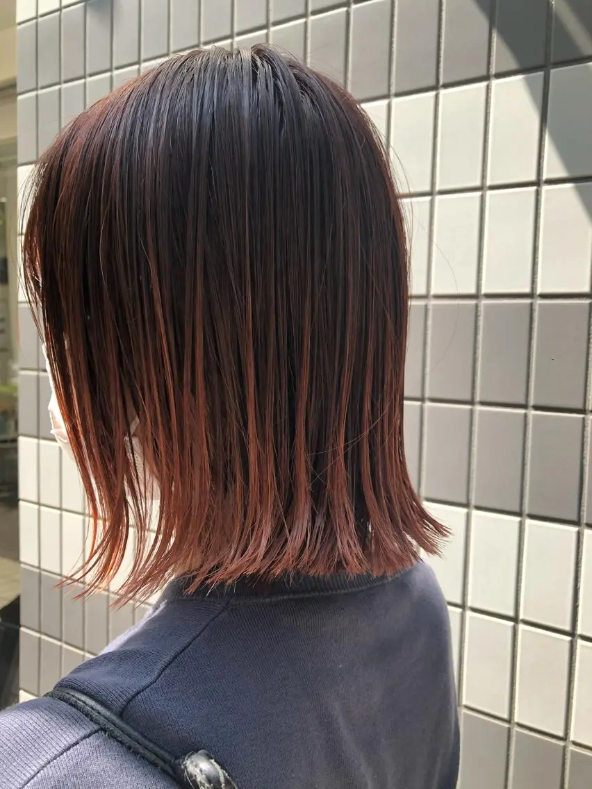 セミロング カラー グラデーションカラー オレンジ ショート/韓国ヘア Moto✂︎のヘアスタイル