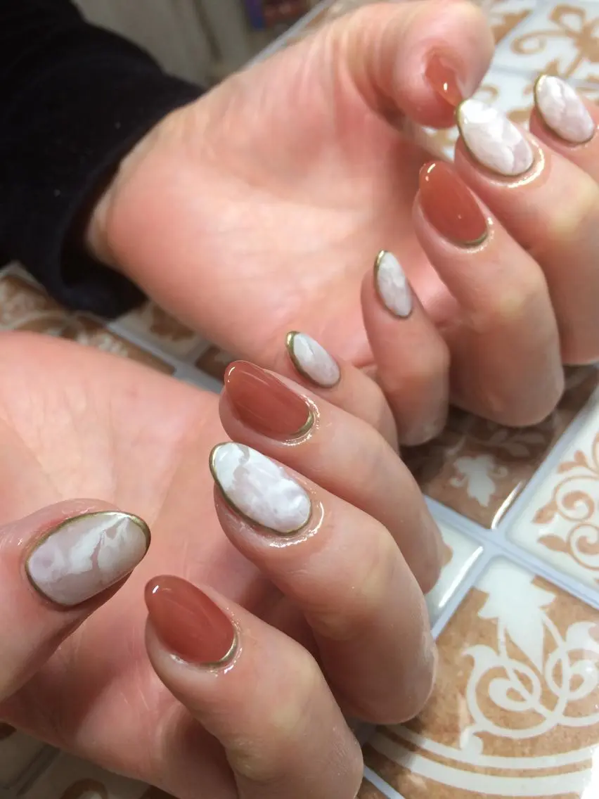 ネイル 大理石ネイル(マーブル) ハンドネイル Nailsalon E's cafeのネイルデザイン