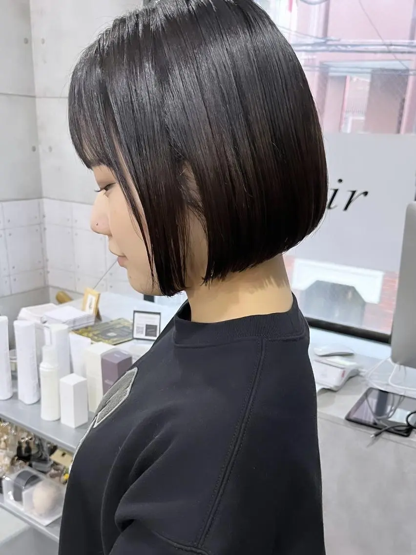 ショート カラー パーマ アディクシーカラー ベージュカラー 黒髪 ブリーチ ブロンド 髪質改善ストレート髪 質改善カラー特化中崎のヘアスタイル