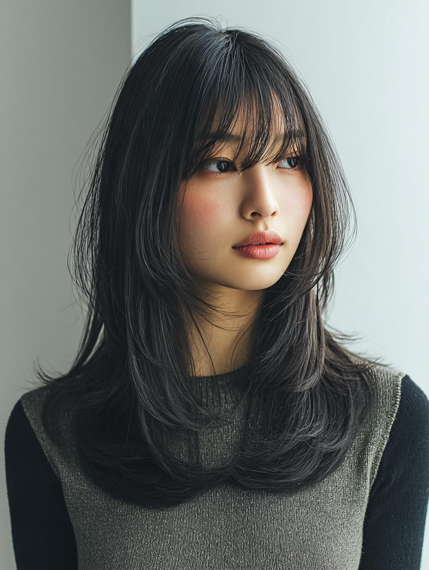 セミロング 🍒暖色×ハイトーン ×デザイン✨まなりのヘアスタイル