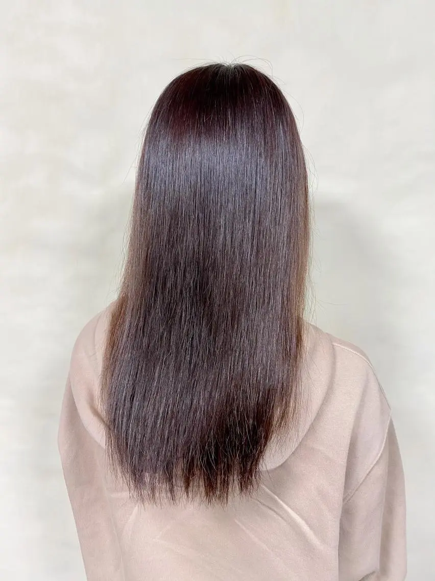 セミロング カラー ブラウンカラー 透明感カラー ピンクカラー ピンクブラウン カット ヘアカラー 縮毛矯正 髪質改善【縮毛矯正】 北千住 田邉 澪のヘアスタイル