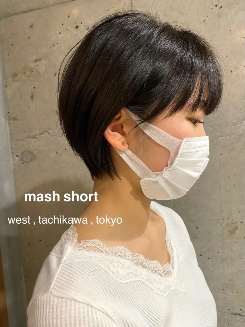 ショート 丸みショート アッシュ アッシュブラウン 顔周りカット 学生 竹嶌 健吾のヘアスタイル
