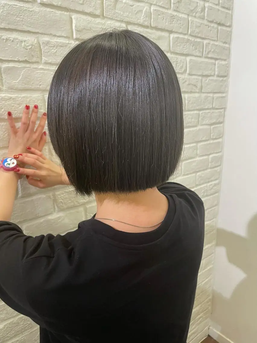 ミディアム カラー パーマ 抜け感ボブ×パーマ |kazaneのヘアスタイル
