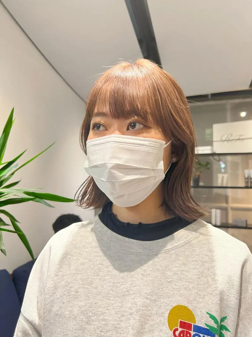 ミディアム カラー ベージュカラー ブリーチ ブラウンカラー ブラウンベージュ 渋谷🎀透明感カラー レイヤー/mikuのヘアスタイル