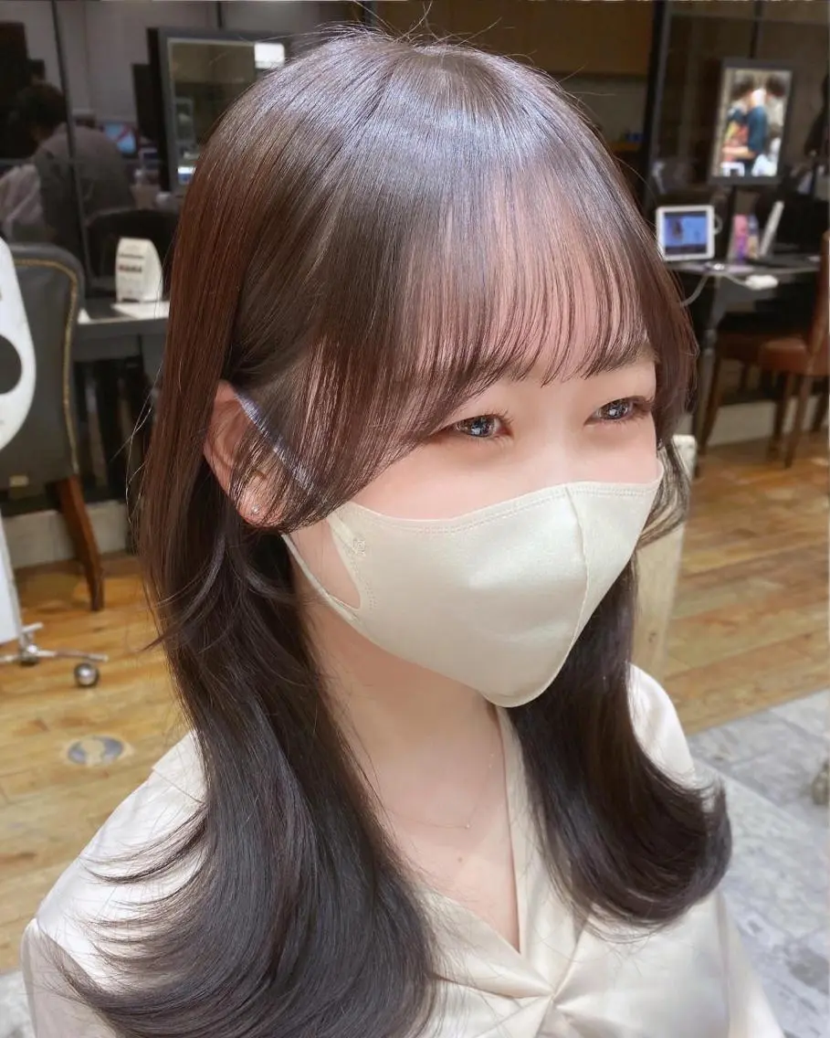 ミディアム カラー 顔まわりカット🌟 くびれヘア/寺門遥輝のヘアスタイル