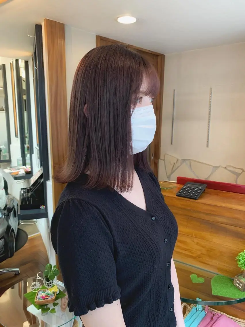 ミディアム カラー ブラウンカラー ピンクカラー ピンクブラウン 矢野 晃平のヘアスタイル